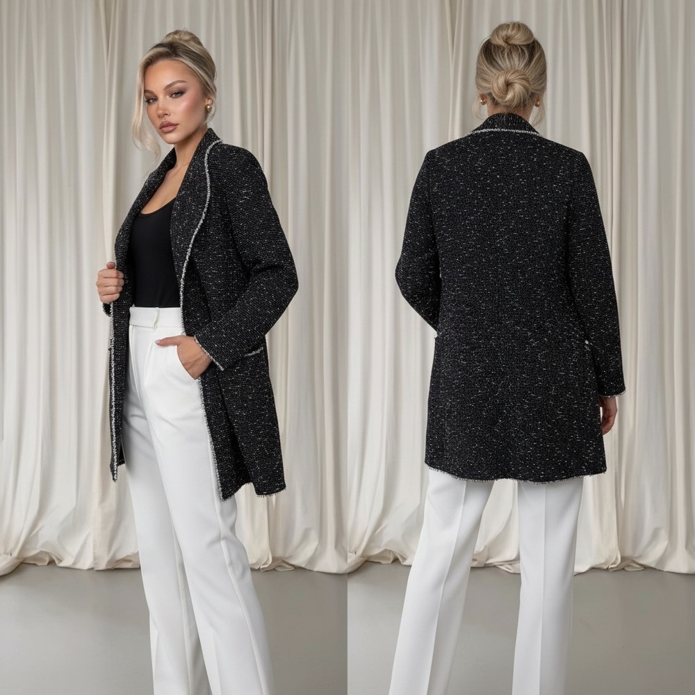 Max studio textured long blazer cardigan size small
